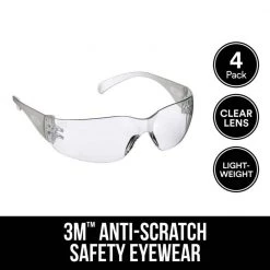3M Clear Frame with Clear Lenses Indoor Safety Glasses (4-Pack)