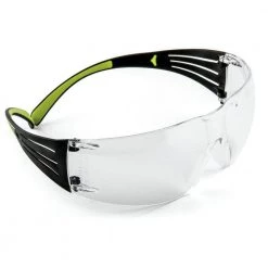 3M SecureFit 400 Series Black/Neon Green Frame with Anti-Fog Lens Safety Eyewear (3-Pack) -Safety Equipment Sales 3m safety glasses sf400 w 3pk 1d 1000