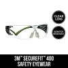 3M SecureFit 400 Black/Neon Green with Clear Anti-Fog Lenses Safety Glasses