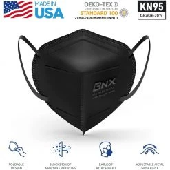 BNX Black Protective Earloop KN95 Mask Disposable Particulate Mask (50-Pack) -Safety Equipment Sales black bnx face masks bn kn95 e95 black 50pp 44 1000