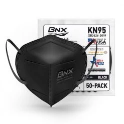 BNX Black Protective Earloop KN95 Mask Disposable Particulate Mask (50-Pack) -Safety Equipment Sales black bnx face masks bn kn95 e95 black 50pp c3 1000