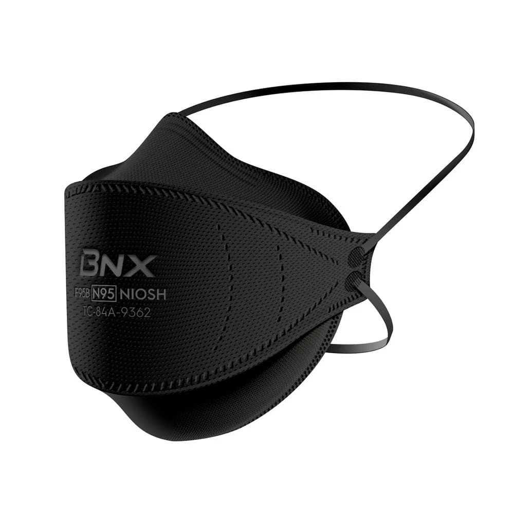 BNX N95 F95 Protective Face Mask, Particulate Respirator, NIOSH Approval Tri-Fold Cup/Fish Style in Black (20-Pack) 1 BNX N95 F95 Protective Face Mask, Particulate Respirator, NIOSH Approval Tri-Fold Cup/Fish Style in Black (20-Pack)