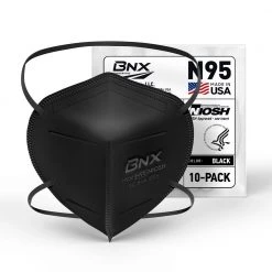 BNX 10-Pack N95 Mask Black Respirator, NIOSH Approval # TC-84A-9315 White (Headband H95B Black) V2 -Safety Equipment Sales black bnx face masks bn n95 h95b 10pp v2 c3 1000