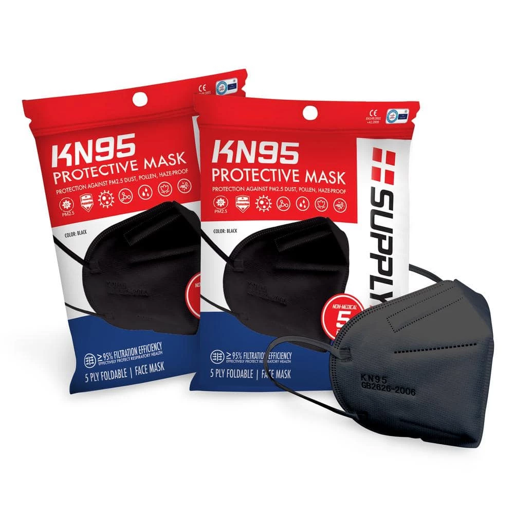 SUPPLYAID KN95 Protective Face Mask GB2626 Standard, Black (10-Pack) 1 SUPPLYAID KN95 Protective Face Mask GB2626 Standard, Black (10-Pack)