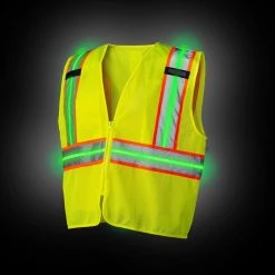 Coast SV400 Rechargeable Lighted High Visibility Safety Vest with Reflective Glow Stripes, Meets ANSI/ISEA Standards, Yellow