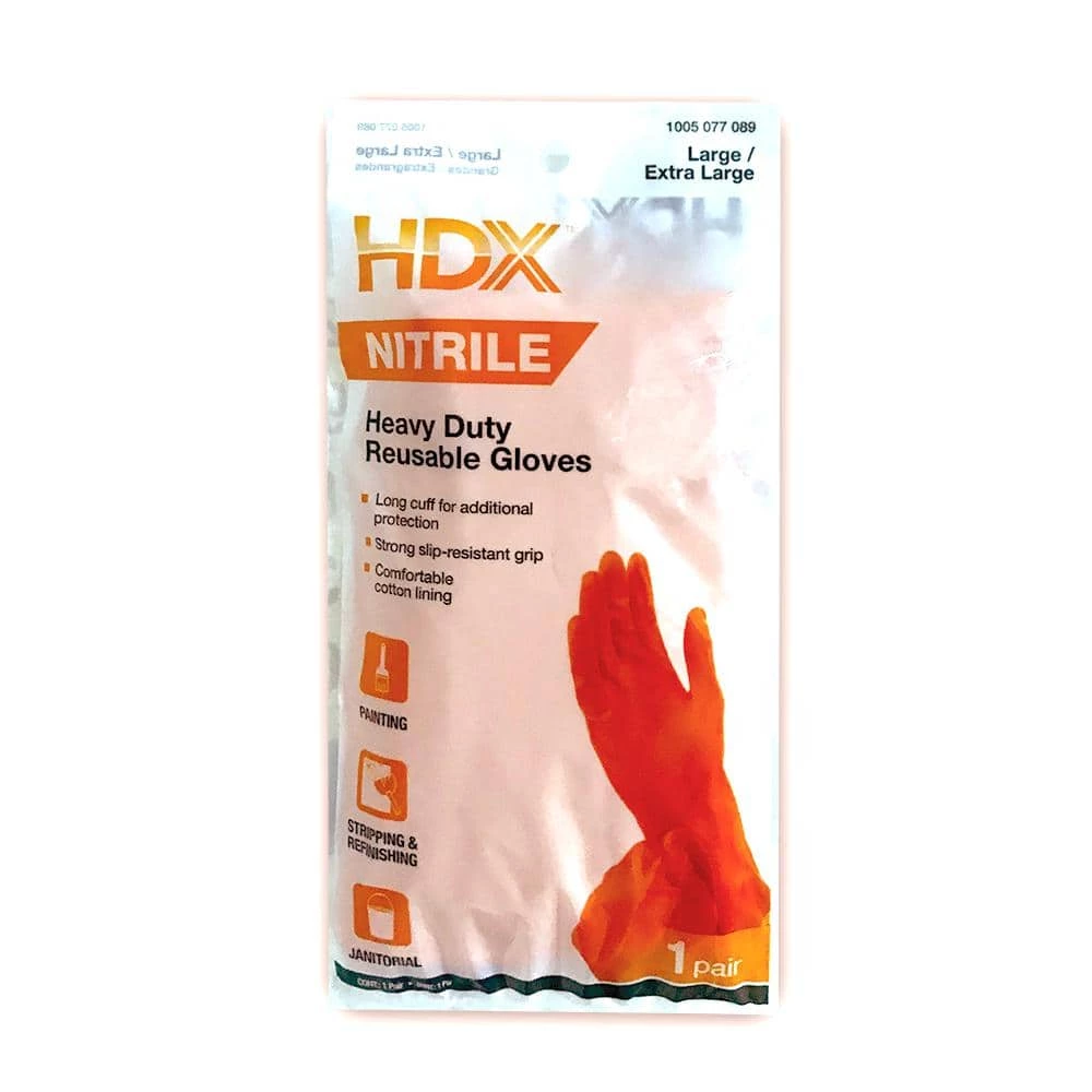 HDX LG/XL Orange Nitrile Long Cuff Gloves 5 HDX LG/XL Orange Nitrile Long Cuff Gloves - Image 5