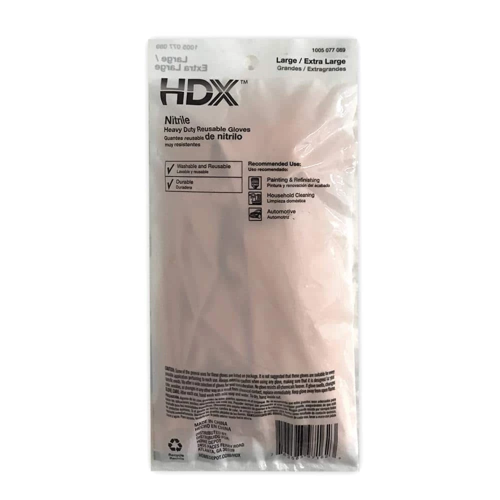 HDX LG/XL Orange Nitrile Long Cuff Gloves 6 HDX LG/XL Orange Nitrile Long Cuff Gloves - Image 6
