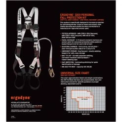 Ergodyne Safety Harness with Lanyard, Personal Fall Protection Kit 16 Ergodyne Safety Harness with Lanyard, Personal Fall Protection Kit -Safety Equipment Sales ergodyne safety accessories 3201 44 1000