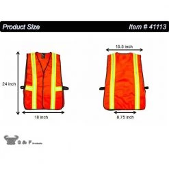 G & F Products Orange All Industrial Safety Vest with Reflective Strip Neon -Safety Equipment Sales g f products safety vests 41113 4f 1000
