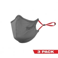 Milwaukee Gray 2-Layer Reusable Face Mask (3-Pack) -Safety Equipment Sales gray milwaukee face masks 48 73 4231 40 1000