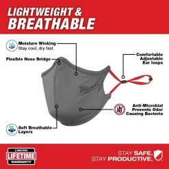 Milwaukee Gray 2-Layer Reusable Face Mask (10-Pack) -Safety Equipment Sales gray milwaukee face masks 48 73 4232 40 1000