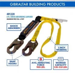Guardian Fall Protection 6 ft. Shock Absorbing Lanyard -Safety Equipment Sales guardian fall protection safety lanyards 01220 44 1000