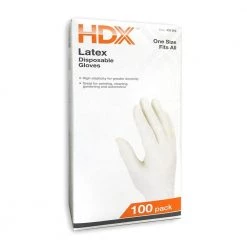 HDX 100-Count Disposable Latex Gloves -Safety Equipment Sales hdx disposable gloves szm 432202 fa 1000 1