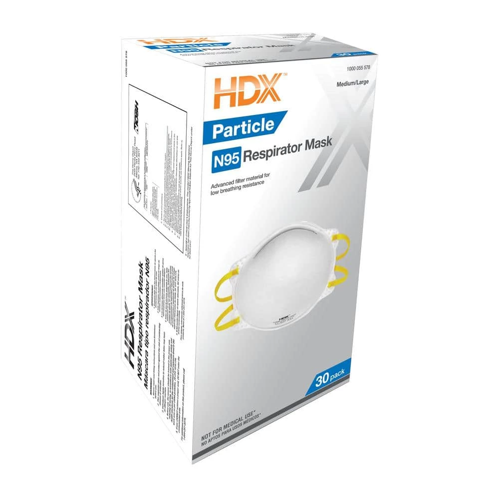 HDX N95 Disposable Respirator Box (30-Pack) 1 HDX N95 Disposable Respirator Box (30-Pack)