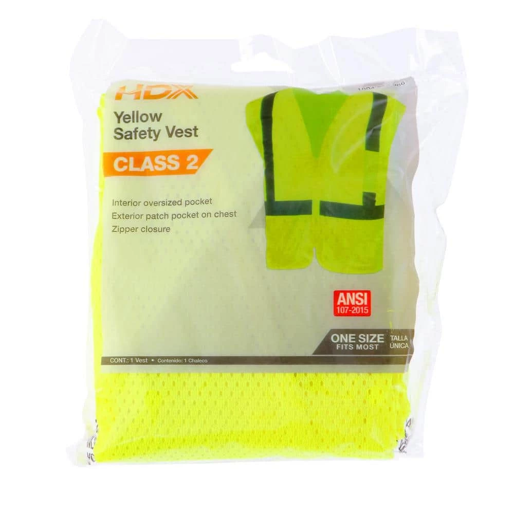 HDX Hi Visibility Lime Green Class 2 Reflective Safety Vest 6 HDX Hi Visibility Lime Green Class 2 Reflective Safety Vest - Image 6