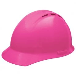 Americana Vent 4-Point Nylon Suspension Mega Ratchet Cap Hard Hat in Hi-Viz Pink