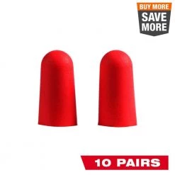 Milwaukee Red Disposable Earplugs (10-Pack) with 32 dB Noise Reduction Rating