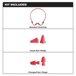 Milwaukee Banded Reusable Red Earplugs with 25 dB Noise Reduction Rating -Safety Equipment Sales milwaukee ear plugs 48 73 3201 40 1000