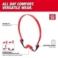 Milwaukee Banded Reusable Red Earplugs with 25 dB Noise Reduction Rating -Safety Equipment Sales milwaukee ear plugs 48 73 3201 a0 1000