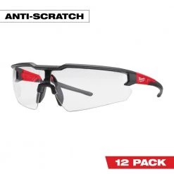 Milwaukee Safety Glasses with Clear Anti-Scratch Lenses (12-Pack)