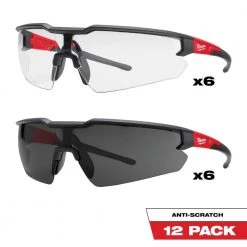Milwaukee Safety Glasses with Clear Anti-Scratch Lenses and Safety Glasses with Tinted Anti-Scratch Lenses (6-Pack)