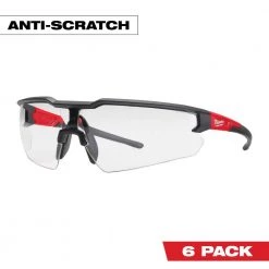Milwaukee Safety Glasses with Clear Anti-Scratch Lenses (6-Pack)