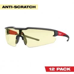 Milwaukee Safety Glasses with Yellow Anti-Scratch Lenses (12-Pack)