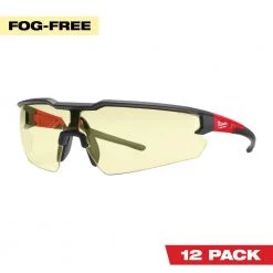 Milwaukee Safety Glasses with Yellow Fog-Free Lenses (12-Pack)