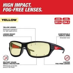 Milwaukee Yellow Performance Safety Glasses Fog-Free Lenses 15 Milwaukee Yellow Performance Safety Glasses Fog-Free Lenses -Safety Equipment Sales milwaukee safety glasses 48 73 2120 40 1000