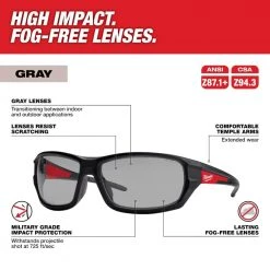 Milwaukee Gray Performance Safety Glasses Fog-Free Lenses -Safety Equipment Sales milwaukee safety glasses 48 73 2125 40 1000