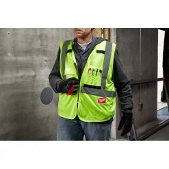 Milwaukee Small/Medium Yellow Class 2 High Visibility Safety Vest with 10 Pockets -Safety Equipment Sales milwaukee safety vests 48 73 5021 44 1000