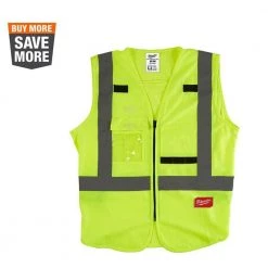 Milwaukee Small/Medium Yellow Class 2 High Visibility Safety Vest with 10 Pockets