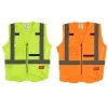 Milwaukee Large/X-Large Yellow and Orange Class 2 High Visibility Safety Vest with 10 Pockets (2-Pack)