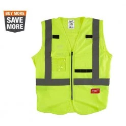 Milwaukee Large/X-Large Yellow Class 2 High Visibility Safety Vest with 10 Pockets