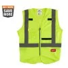 Milwaukee 4X-Large/5X-Large Yellow Class 2-High Visibility Safety Vest with 10-Pockets