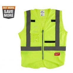 Milwaukee 4X-Large/5X-Large Yellow Class 2-High Visibility Safety Vest with 10-Pockets