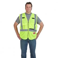 Milwaukee 4X-Large/5X-Large Yellow Class 2-High Visibility Safety Vest with 10-Pockets -Safety Equipment Sales milwaukee safety vests 48 73 5024 77 1000