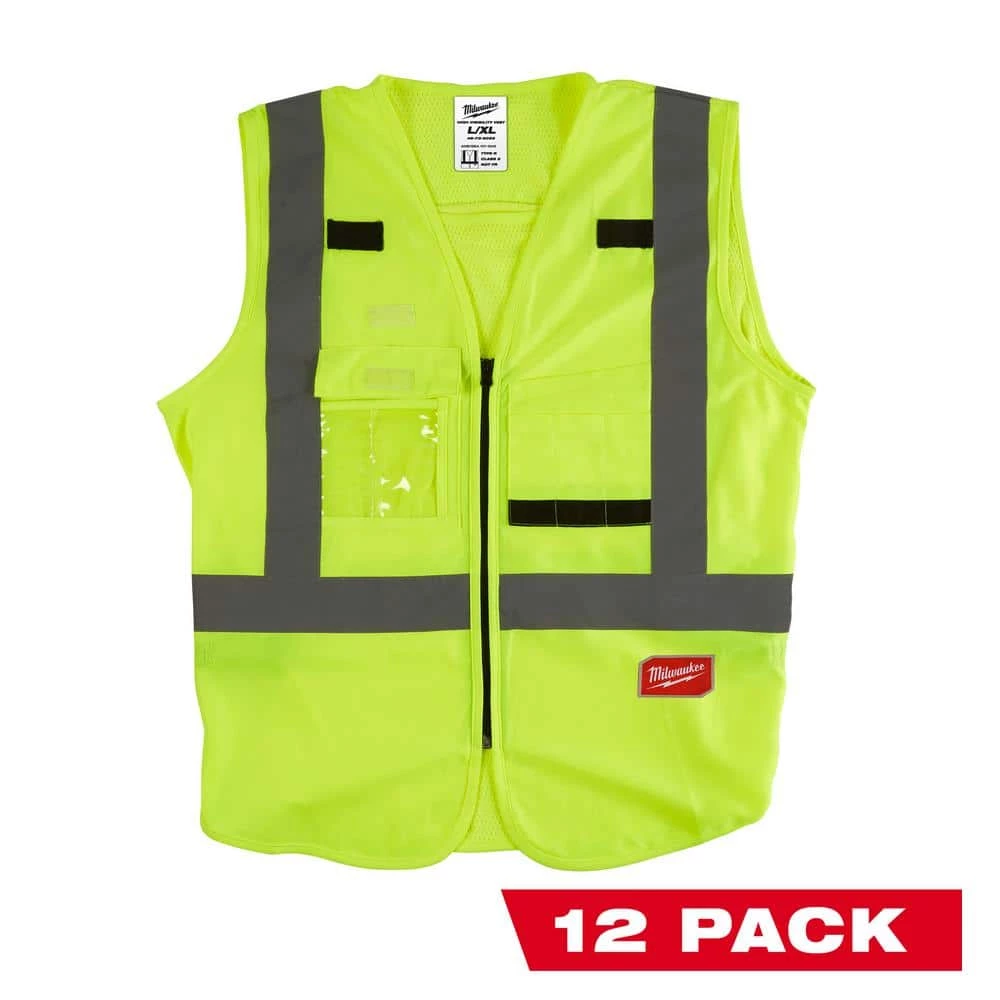 Milwaukee 4X-Large/5X-Large Yellow Class 2-High Visibility Safety Vest with 10-Pockets (12-Pack) 1 Milwaukee 4X-Large/5X-Large Yellow Class 2-High Visibility Safety Vest with 10-Pockets (12-Pack)
