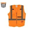 Milwaukee Small/Medium Orange Class 2 High Visibility Safety Vest with 10 Pockets