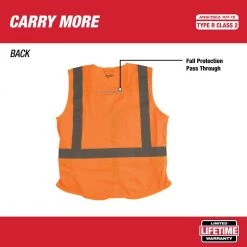Milwaukee Large/X-Large Orange Class 2 High Visibility Safety Vest with 10 Pockets -Safety Equipment Sales milwaukee safety vests 48 73 5032 1d 1000