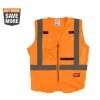 Milwaukee Large/X-Large Orange Class 2 High Visibility Safety Vest with 10 Pockets