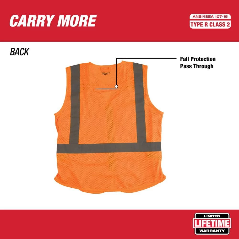 Milwaukee Large/X-Large Orange Class 2 High Visibility Safety Vest with 10 Pockets (12-Pack) 3 Milwaukee Large/X-Large Orange Class 2 High Visibility Safety Vest with 10 Pockets (12-Pack) - Image 3