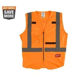 Milwaukee 2X-Large /3X-Large Orange Class 2-High Visibility Safety Vest with 10 Pockets