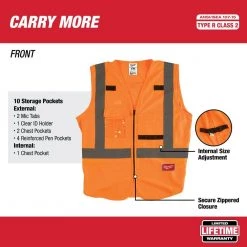 Milwaukee 2X-Large /3X-Large Orange Class 2-High Visibility Safety Vest with 10 Pockets 17 Milwaukee 2X-Large /3X-Large Orange Class 2-High Visibility Safety Vest with 10 Pockets -Safety Equipment Sales milwaukee safety vests 48 73 5033 a0 1000