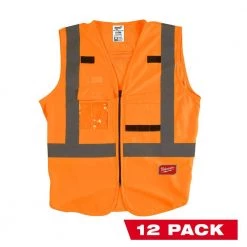 Milwaukee 2X-Large /3X-Large Orange Class 2-High Visibility Safety Vest with 10 Pockets (12-Pack)