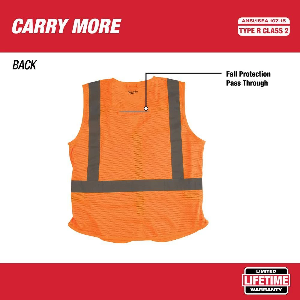 Milwaukee 2X-Large /3X-Large Orange Class 2-High Visibility Safety Vest with 10 Pockets (12-Pack) 5 Milwaukee 2X-Large /3X-Large Orange Class 2-High Visibility Safety Vest with 10 Pockets (12-Pack) - Image 5