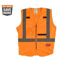 Milwaukee 4X-Large/5X-Large Orange Class-2 High Visibility Safety Vest with 10-Pockets