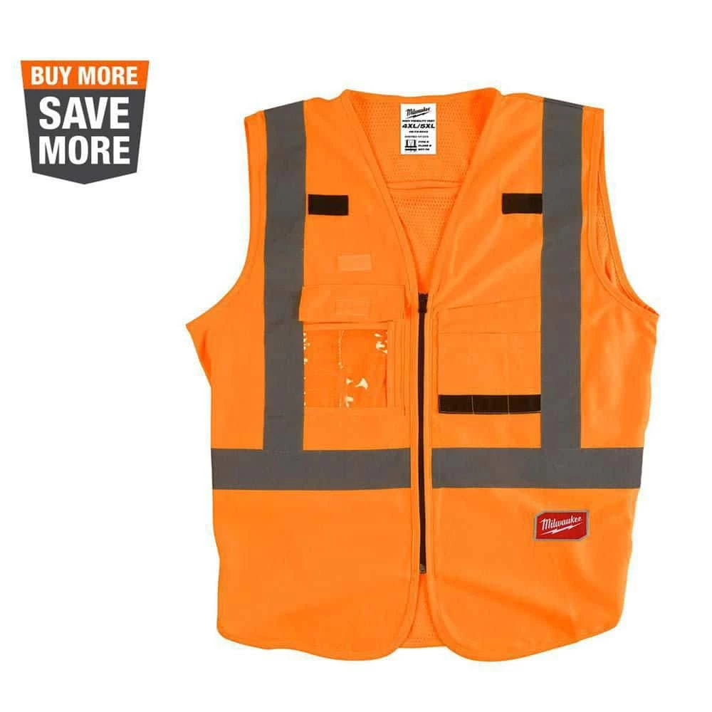 Milwaukee 4X-Large/5X-Large Orange Class-2 High Visibility Safety Vest with 10-Pockets 1 Milwaukee 4X-Large/5X-Large Orange Class-2 High Visibility Safety Vest with 10-Pockets