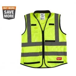 Milwaukee Performance Small/Medium Yellow Class 2 High Visibility Safety Vest with 15 Pockets