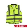Milwaukee Performance 3X-Large /4X-Large Yellow Class 2-High Visibility Safety Vest with 15 Pockets (12-Pack)